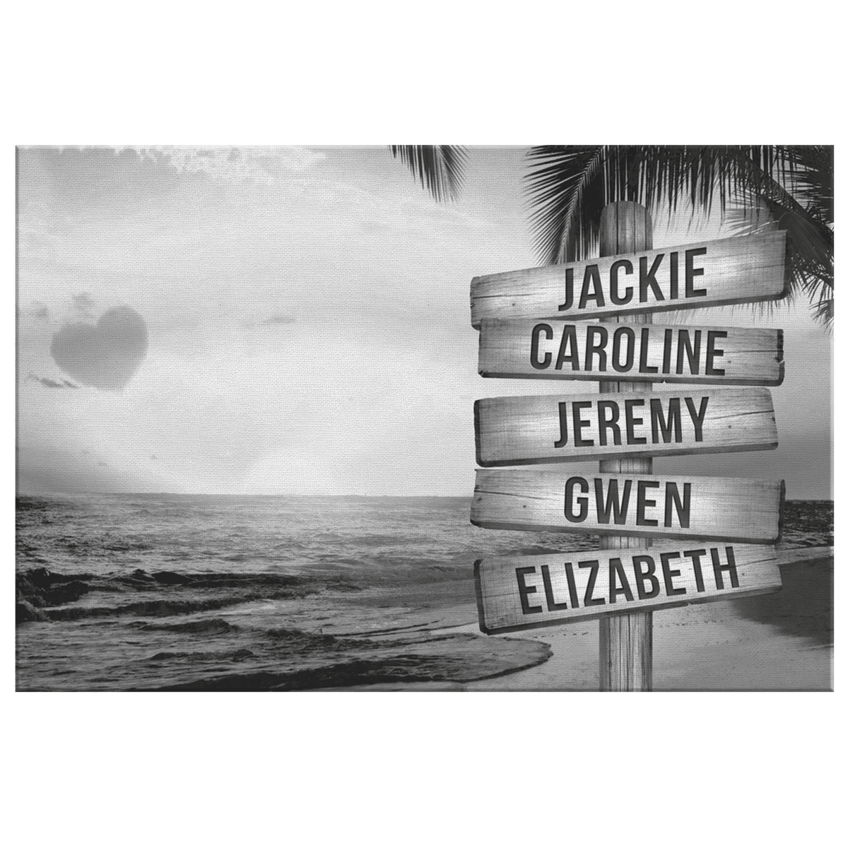 Personalized Names Love Sunset Beach Premium Canvas