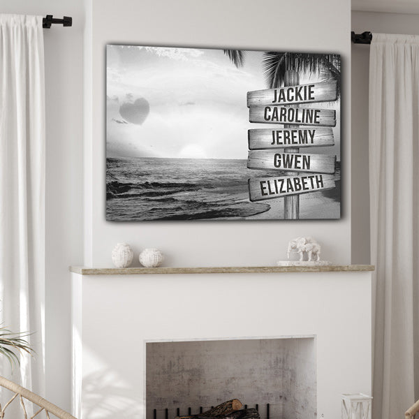 Personalized Names Love Sunset Beach Premium Canvas