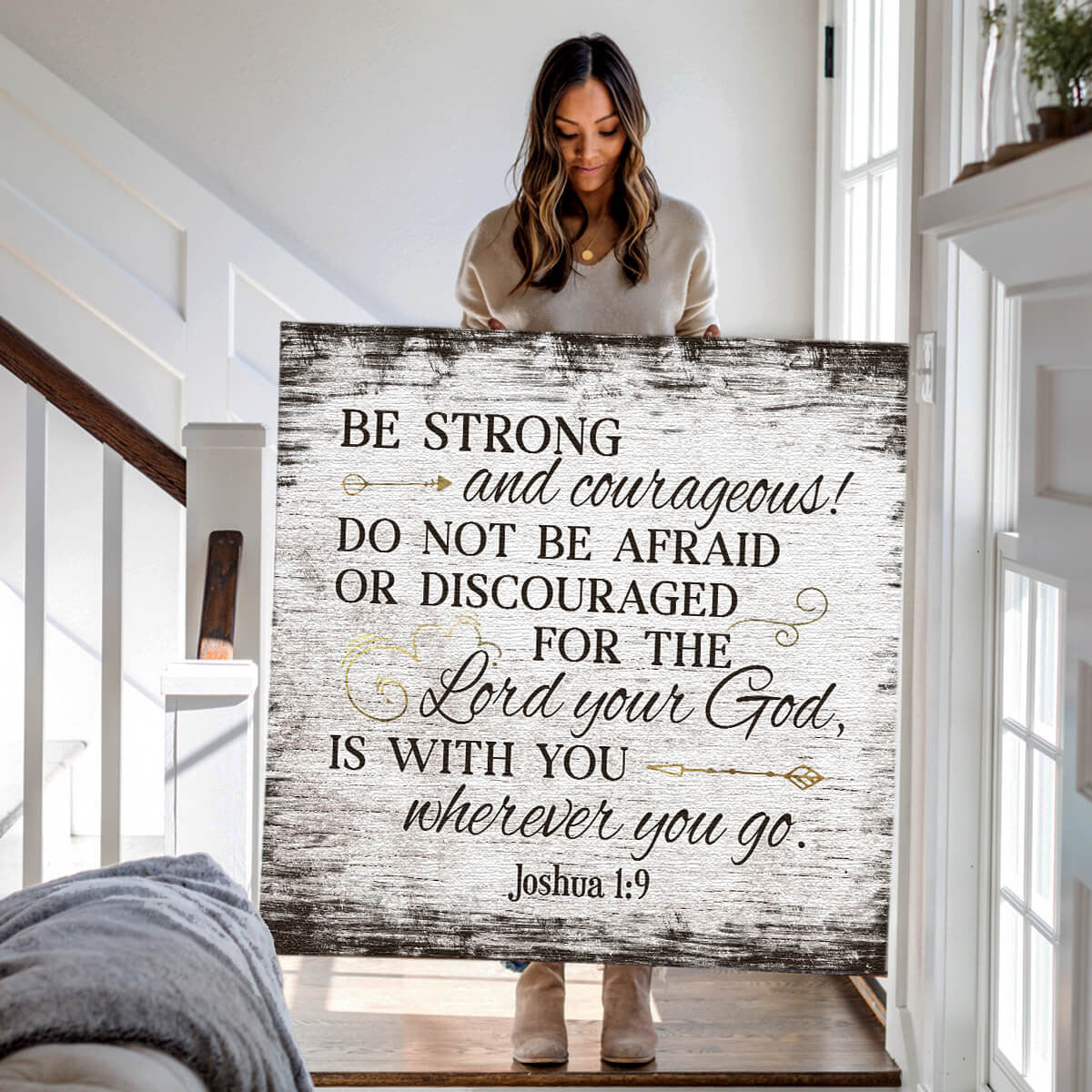 Be Strong And Courageous Joshua 1:9 Premium Canvas