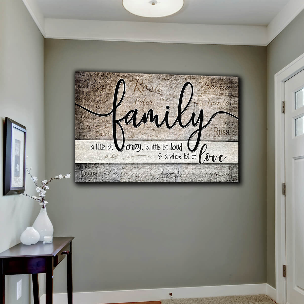 Personalized Family - Crazy...Love With Names on Background Premium Canvas