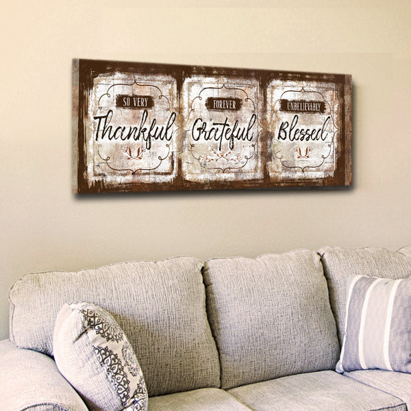 Thankful, Grateful, Blessed Premium Panoramic Canvas