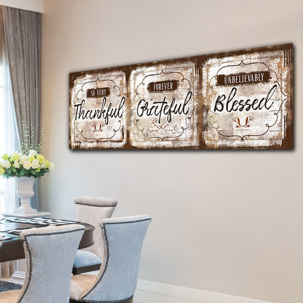 Thankful, Grateful, Blessed Premium Panoramic Canvas