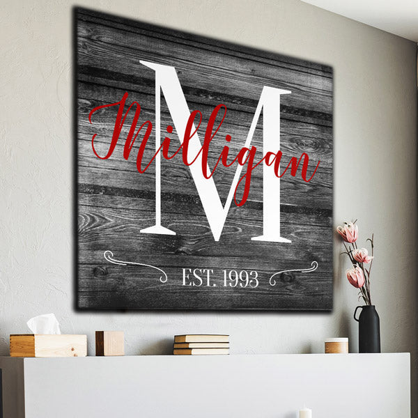 Personalized Family Name Color-Choice Premium Canvas