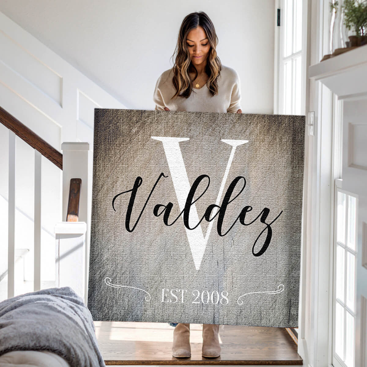 Personalized Family Name Color-Choice Premium Canvas