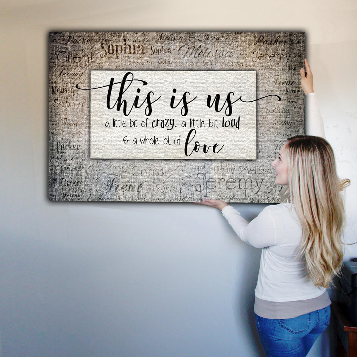Personalized This Is Us With Names on Background Premium Canvas