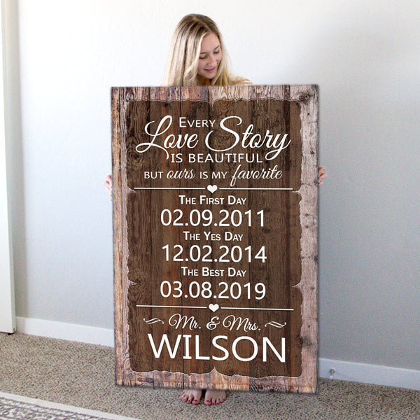 Personalized Our Love Story Is My Favorite Premium Canvas