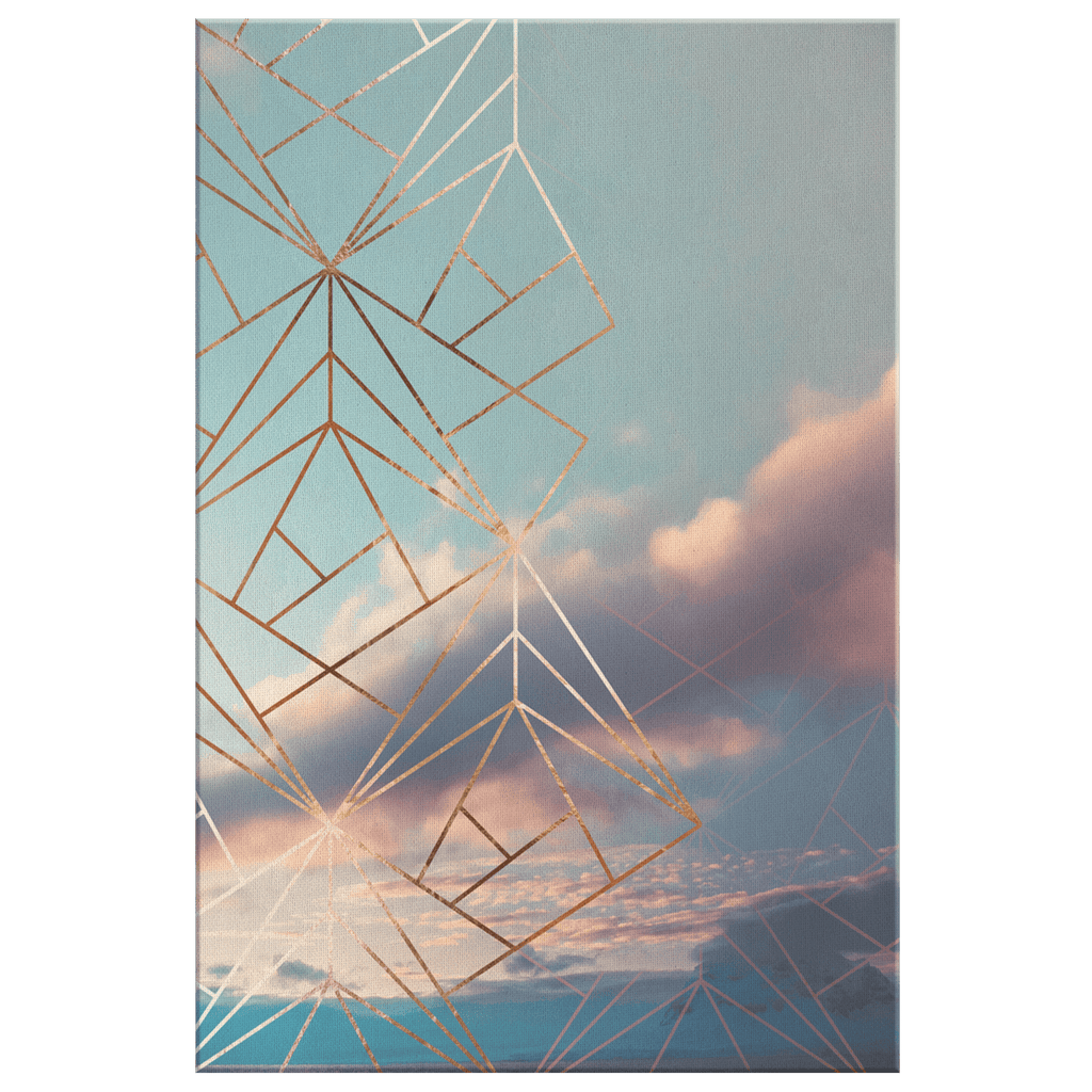 Gold Framed Art Deco Sky Premium Canvas
