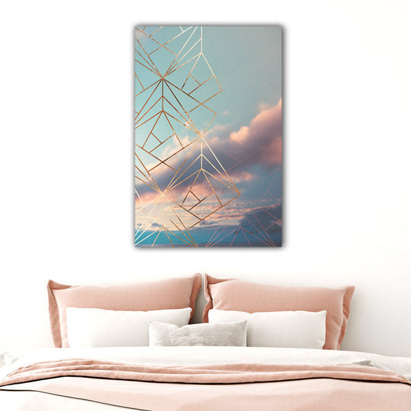 Gold Framed Art Deco Sky Premium Canvas