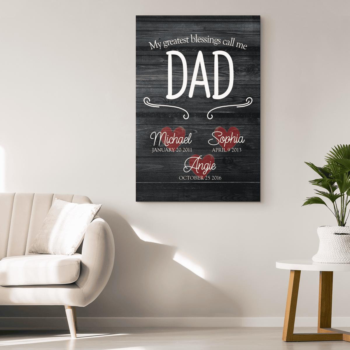 Personalized My Greatest Blessings Call Me Dad Premium Canvas