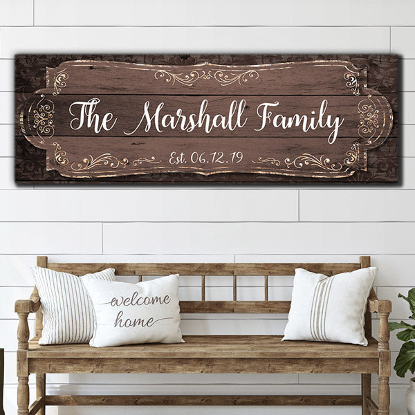 Personalized Family Name Rustic Panoramic Canvas Wall Art – Family Home Decor