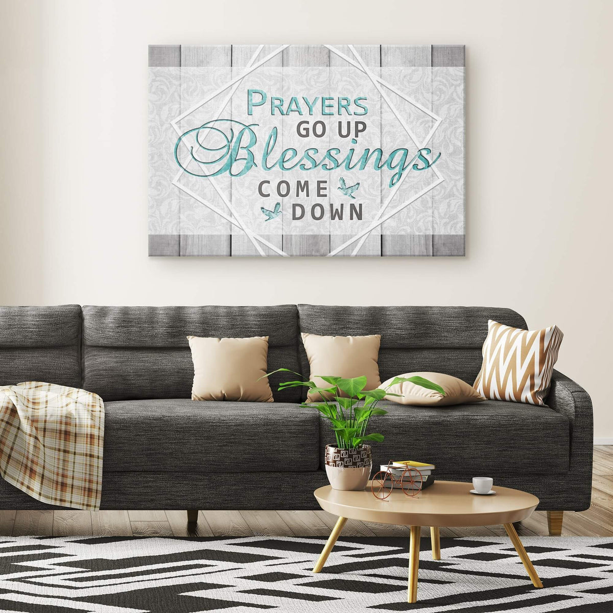 Prayers Go Up, Blessings Come Down Premium Canvas v2