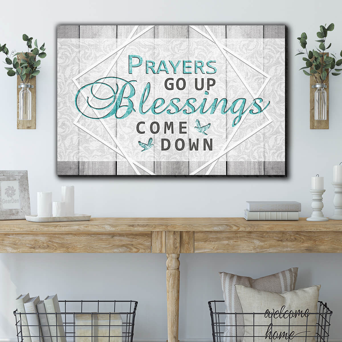 Prayers Go Up, Blessings Come Down Premium Canvas v2