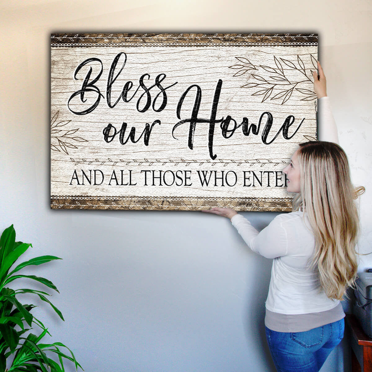 Bless Our Home And All Those Who Enter Premium Canvas