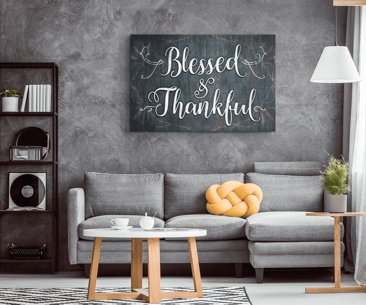 Blessed and Thankful Rustic Premium Canvas