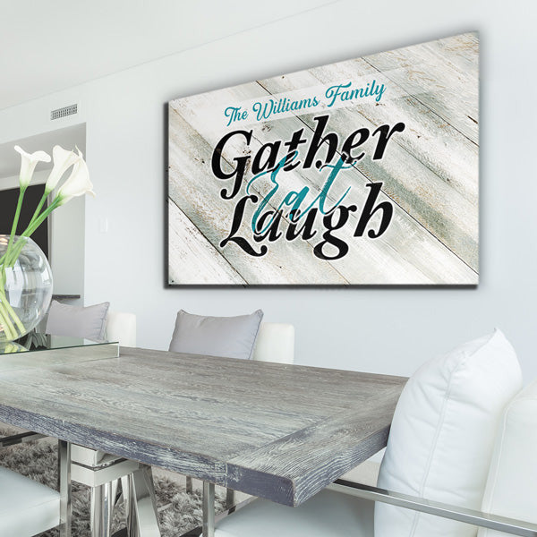 Personalized Gather, Eat, Laugh Premium Canvas