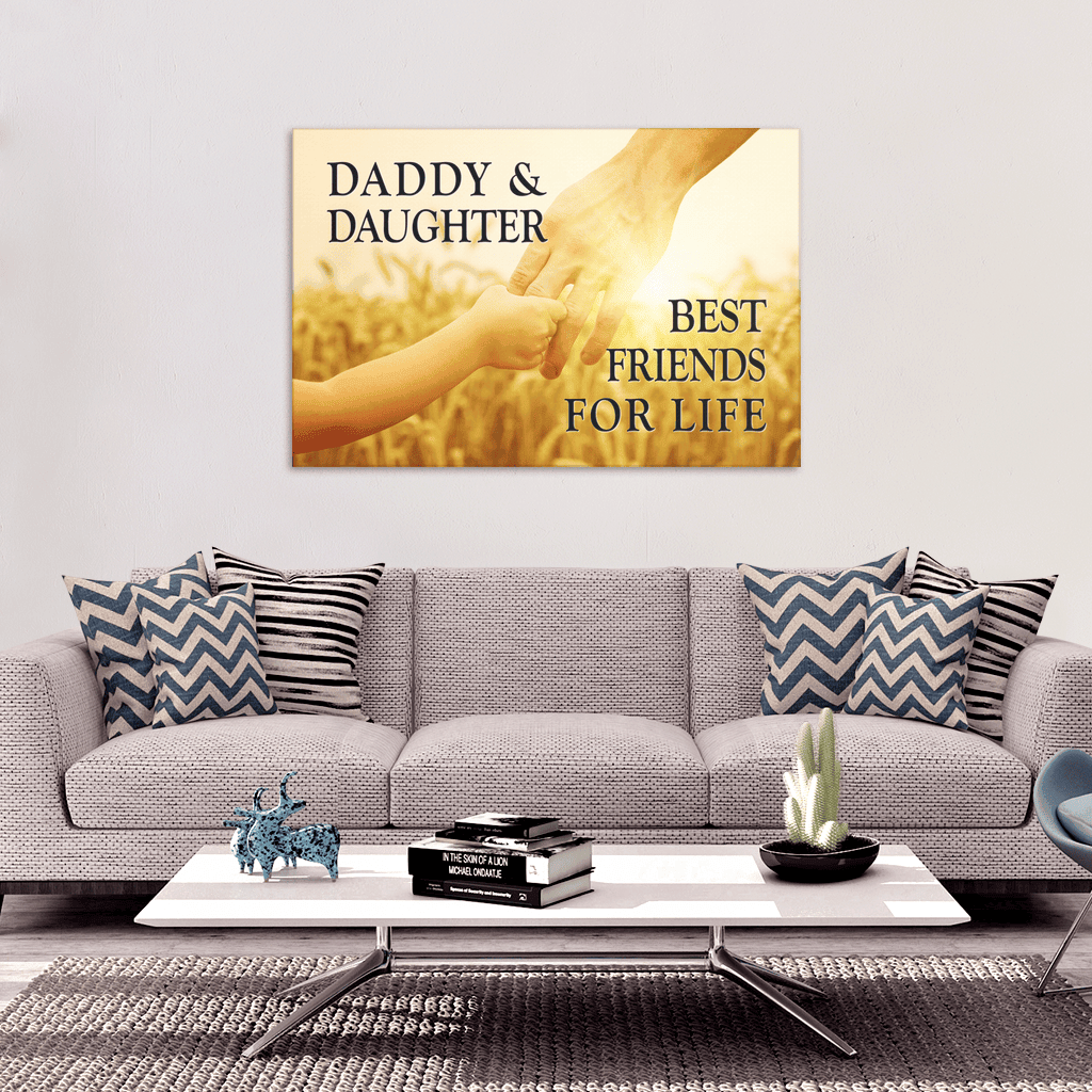 Daddy And Daughter Sunset Premium Canvas