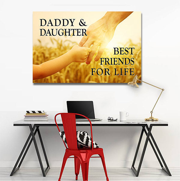 Daddy And Daughter Sunset Premium Canvas