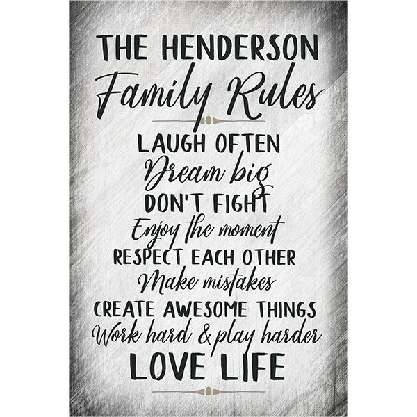 Personalized Family Rules.. Premium Canvas