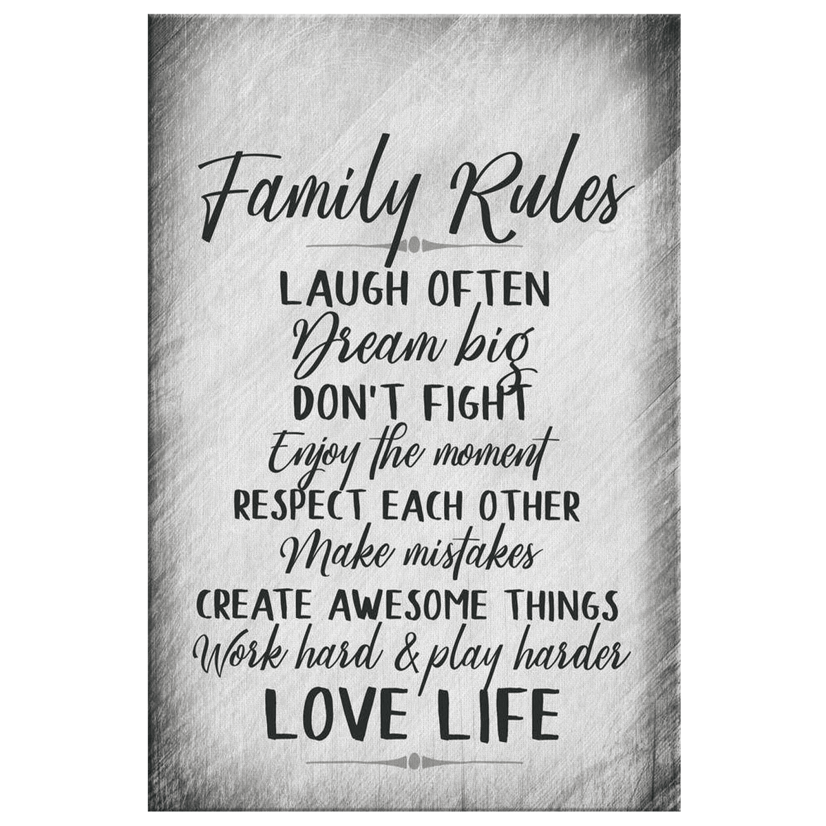 Personalized Family Rules.. Premium Canvas