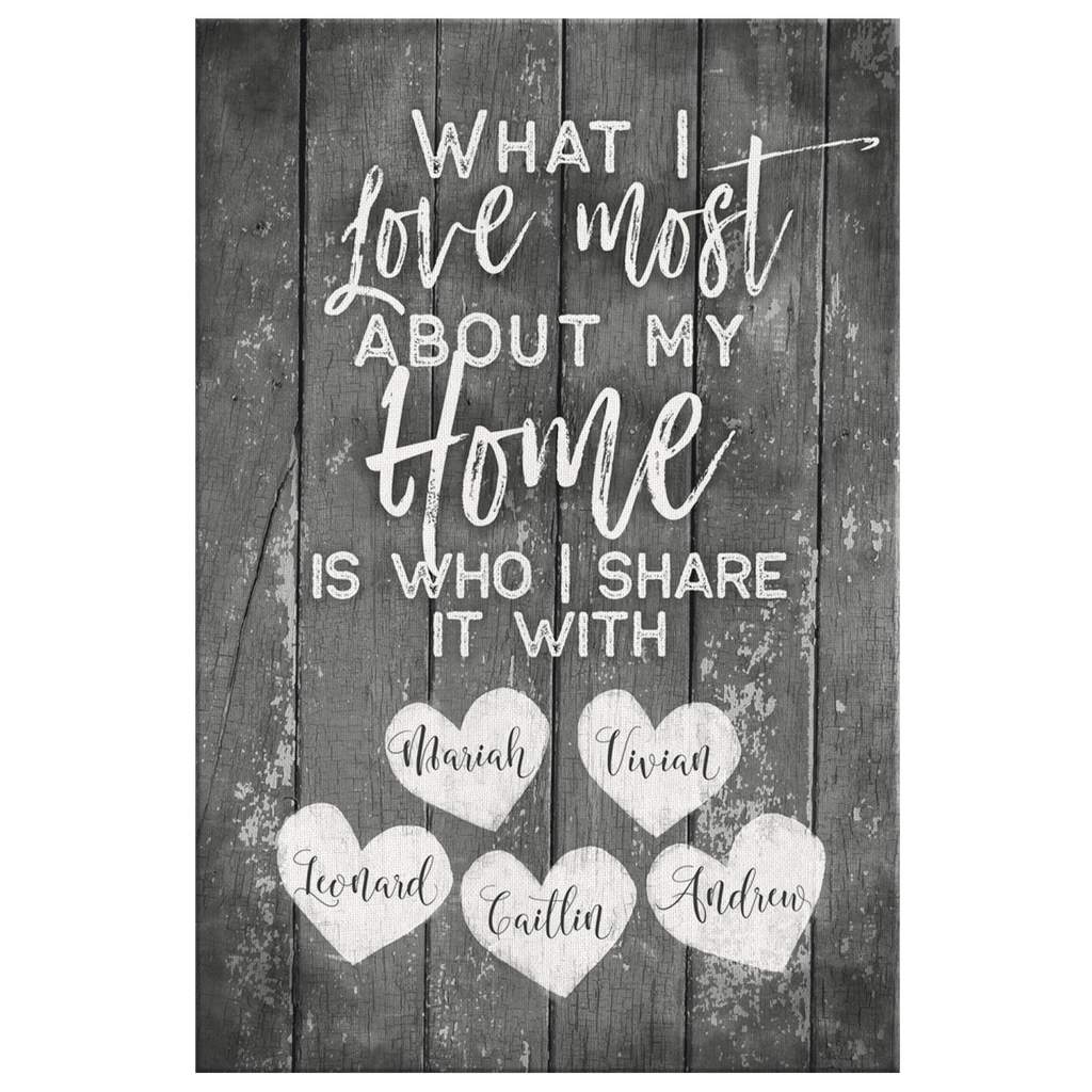 Personalized What I Love Most About My Home Premium Canvas