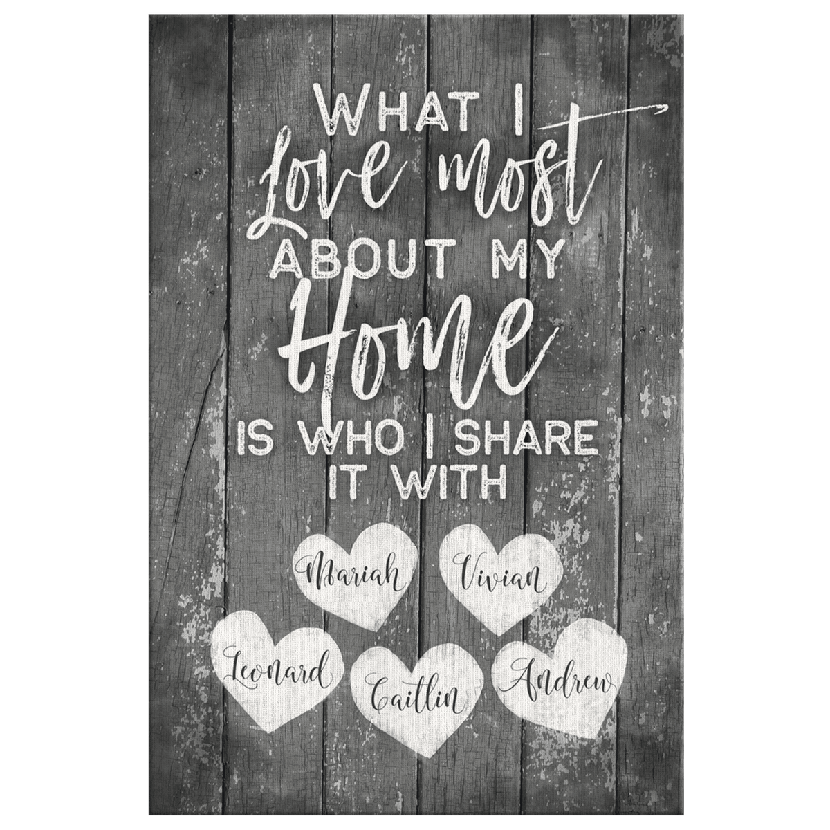 Personalized What I Love Most About My Home Premium Canvas