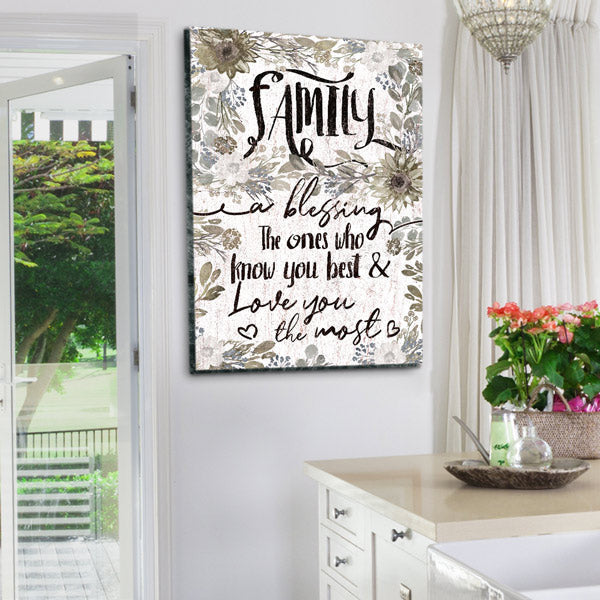 Family, A Blessing Who Love You Most Canvas Wall Art – Family Home Decor