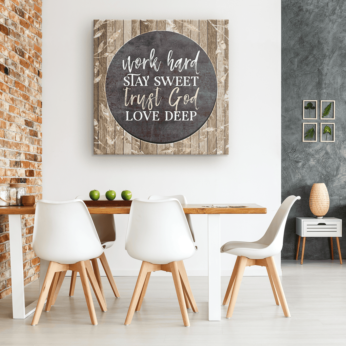 Work Hard, Trust God, Love Deep Premium Canvas