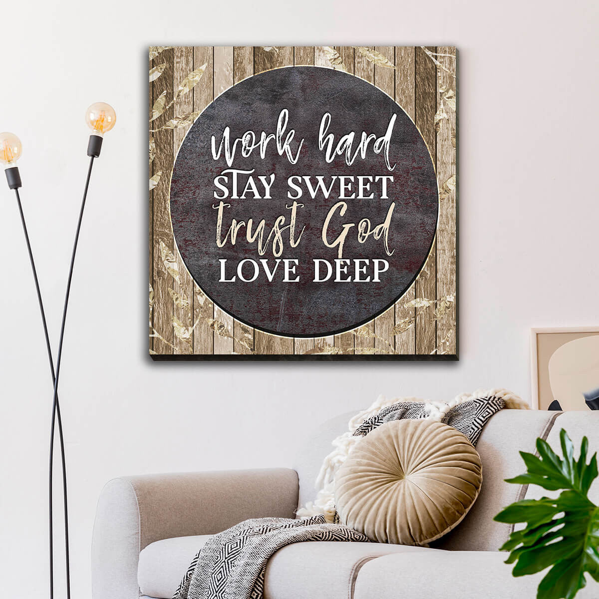 Work Hard, Trust God, Love Deep Premium Canvas