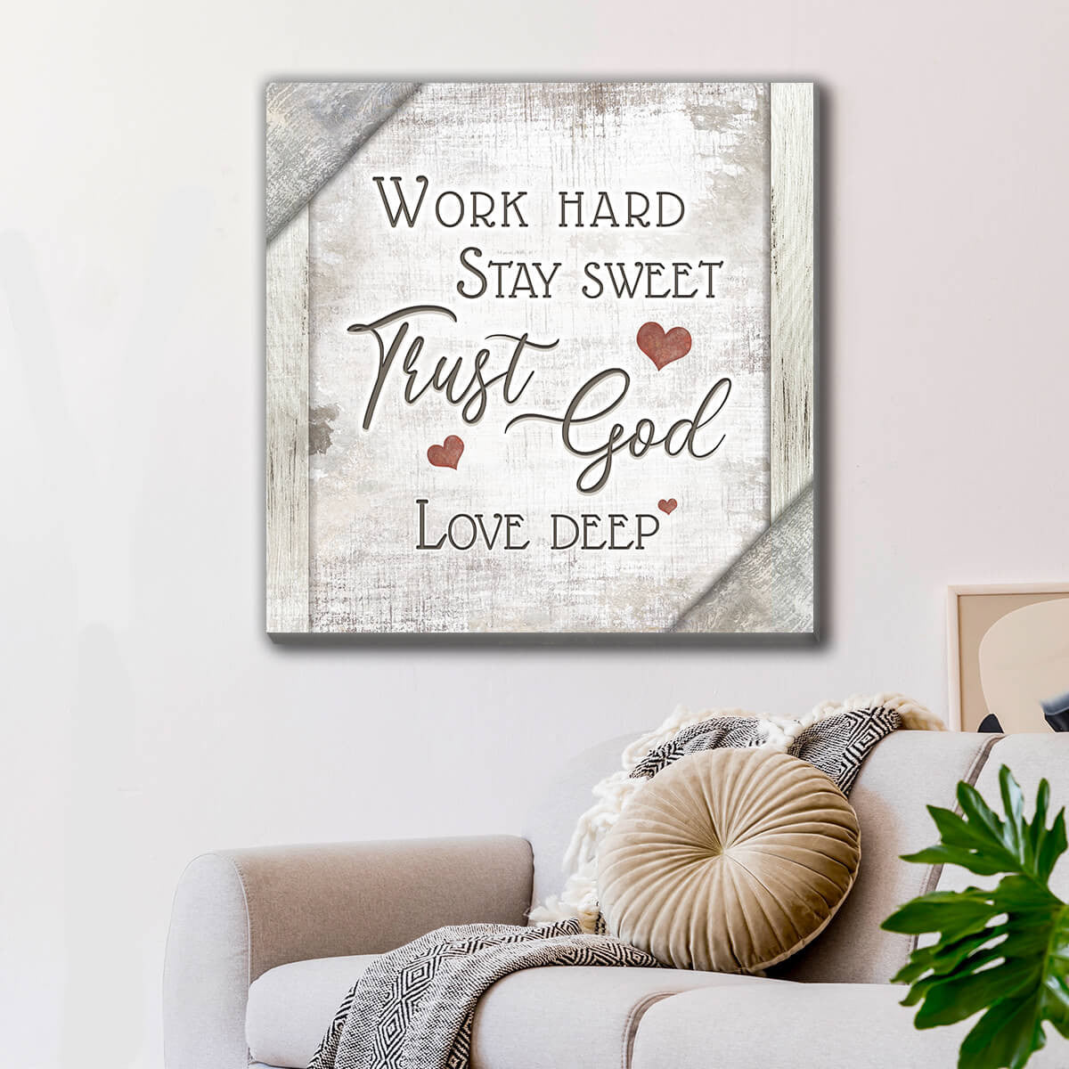 Work Hard, Trust God, Love Deep Premium Canvas v2