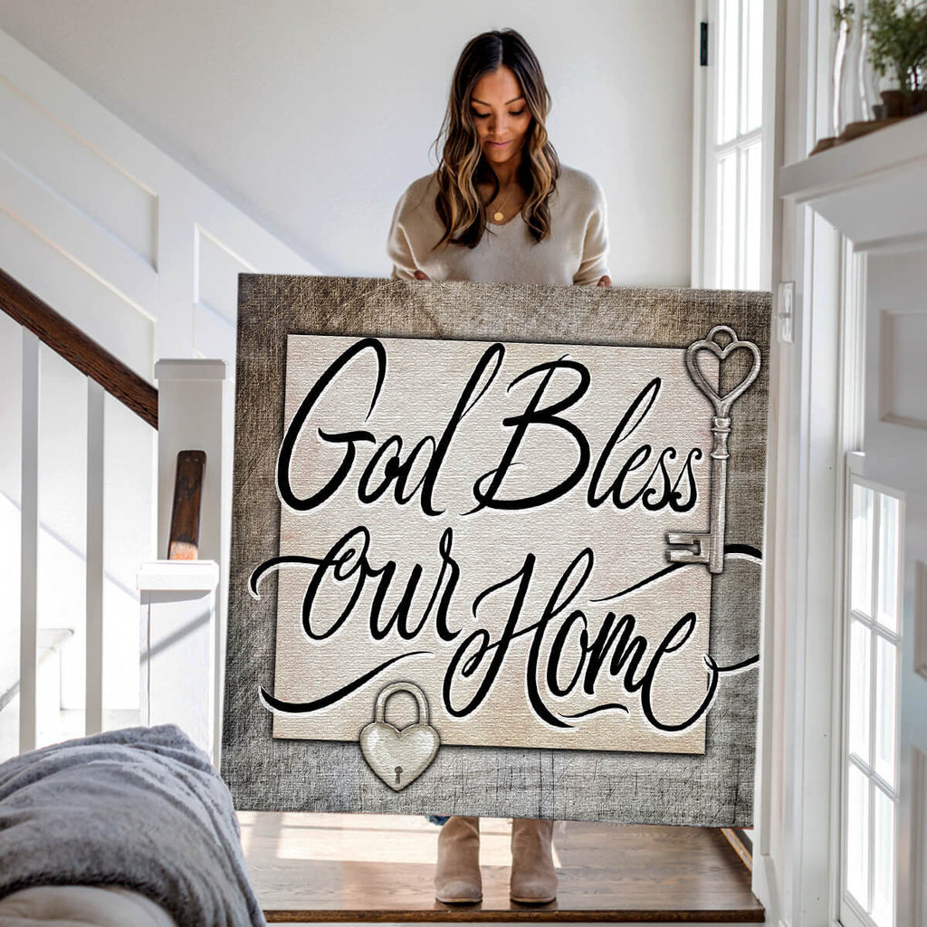 God Bless Our Home Premium Canvas