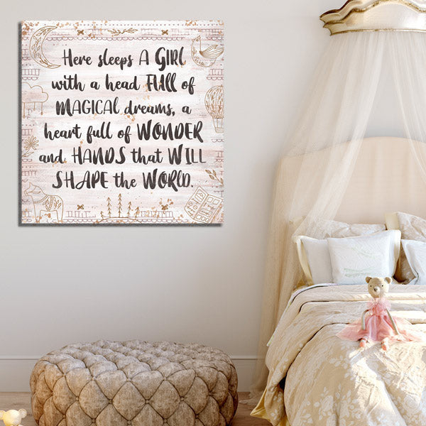 Here Sleeps A Girl With Magical Dreams Premium Canvas