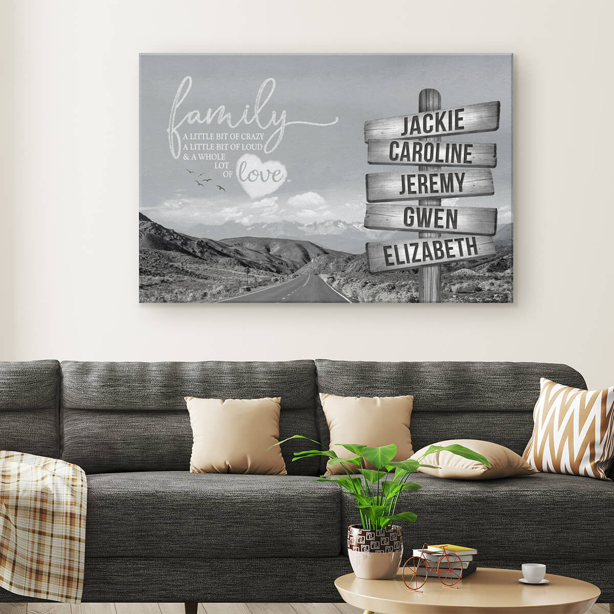 Personalized Road Sign Family Love Canvas Wall Art – Family Home Decor