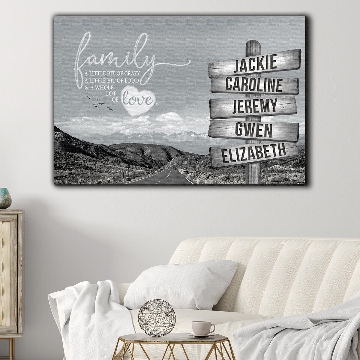 Personalized Road Sign Family Love Canvas Wall Art – Family Home Decor