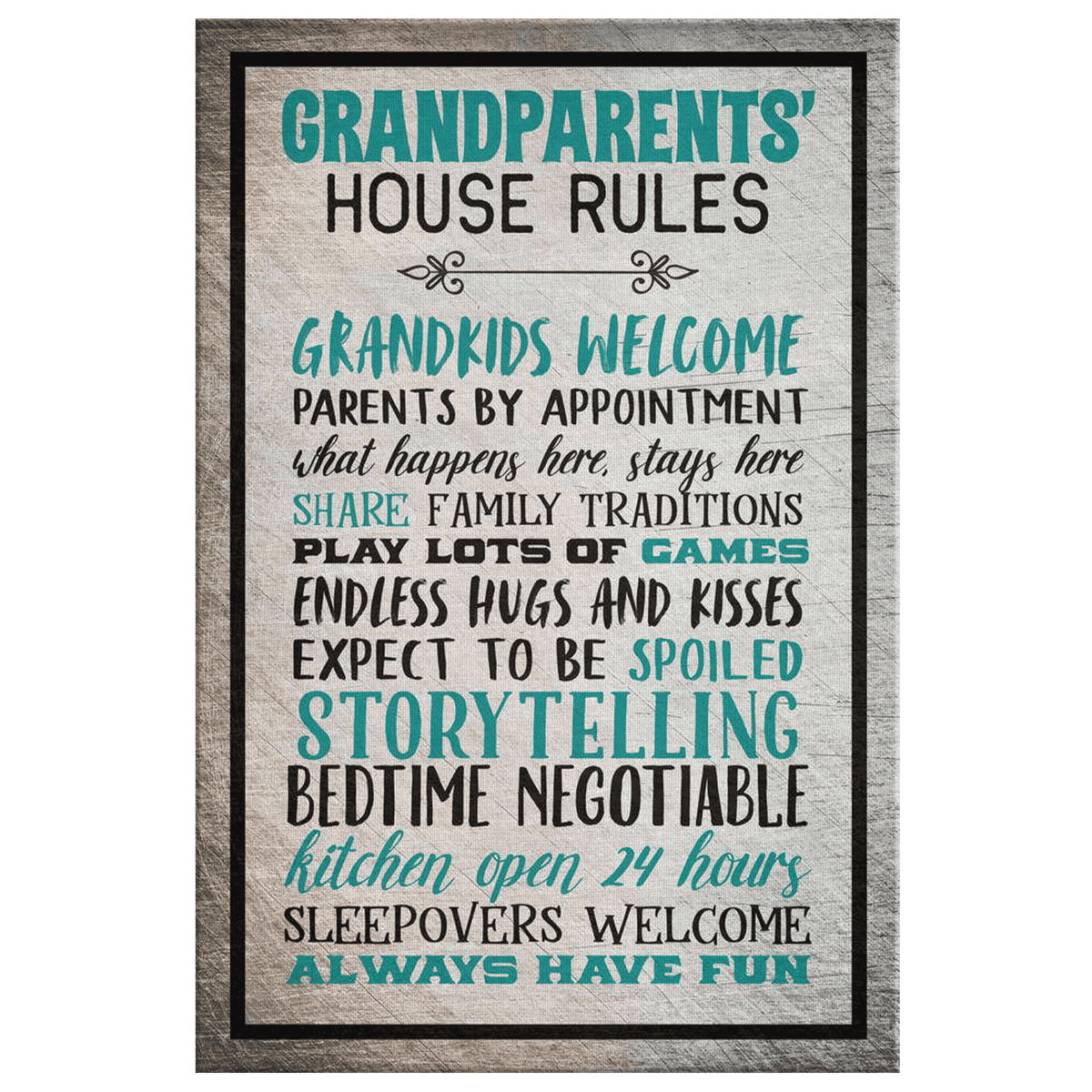 Grandparents House Rules Premium Canvas