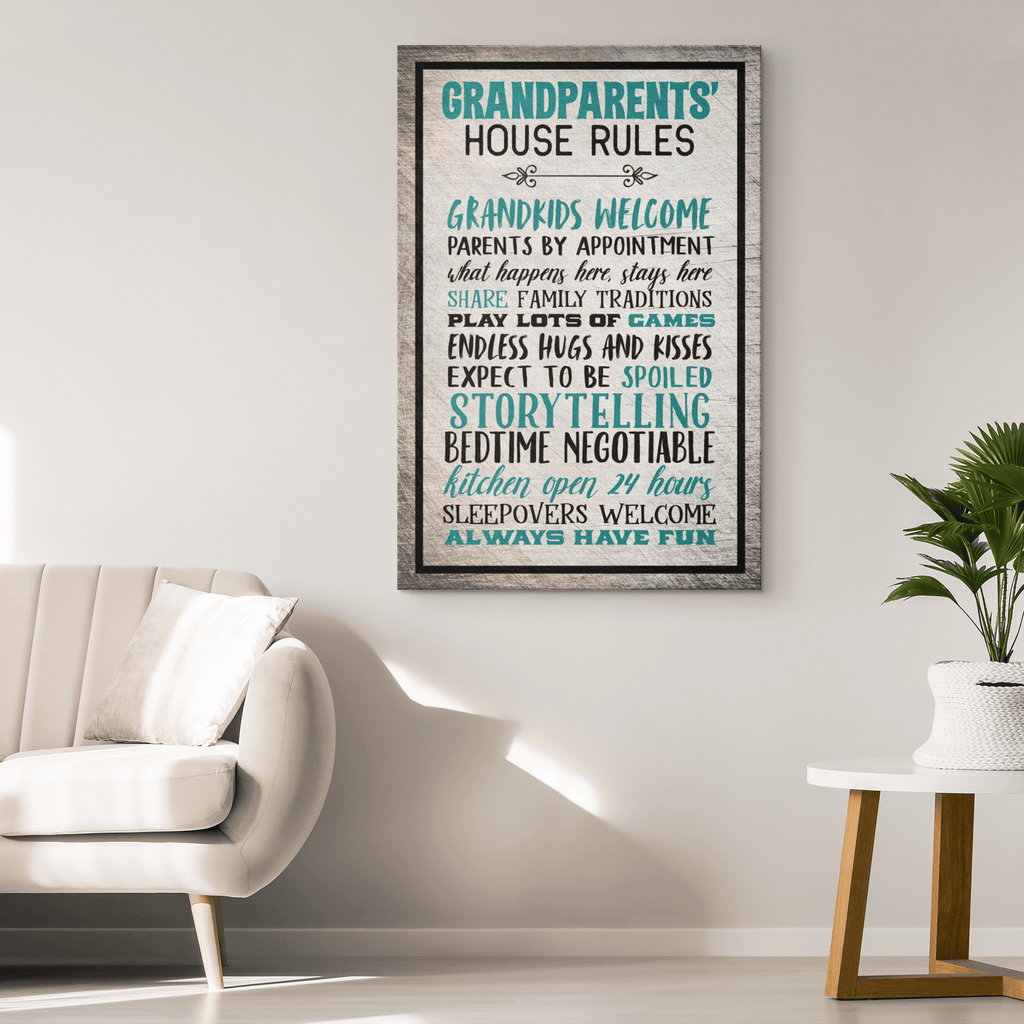 Grandparents House Rules Premium Canvas