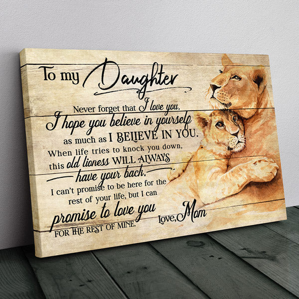 To My Daughter, Never Forget I Love You, This Lioness Premium Canvas