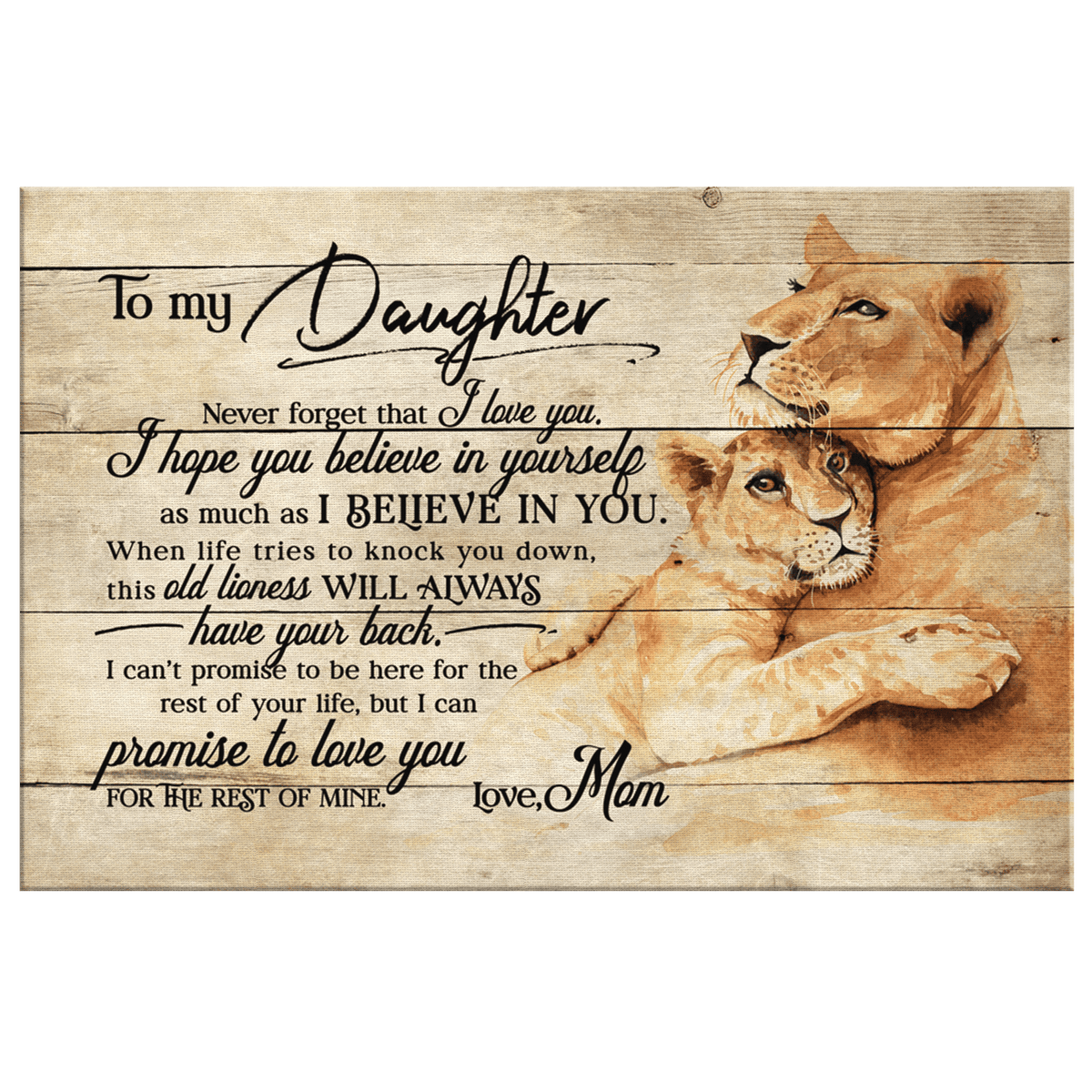 To My Daughter, Never Forget I Love You, This Lioness Premium Canvas