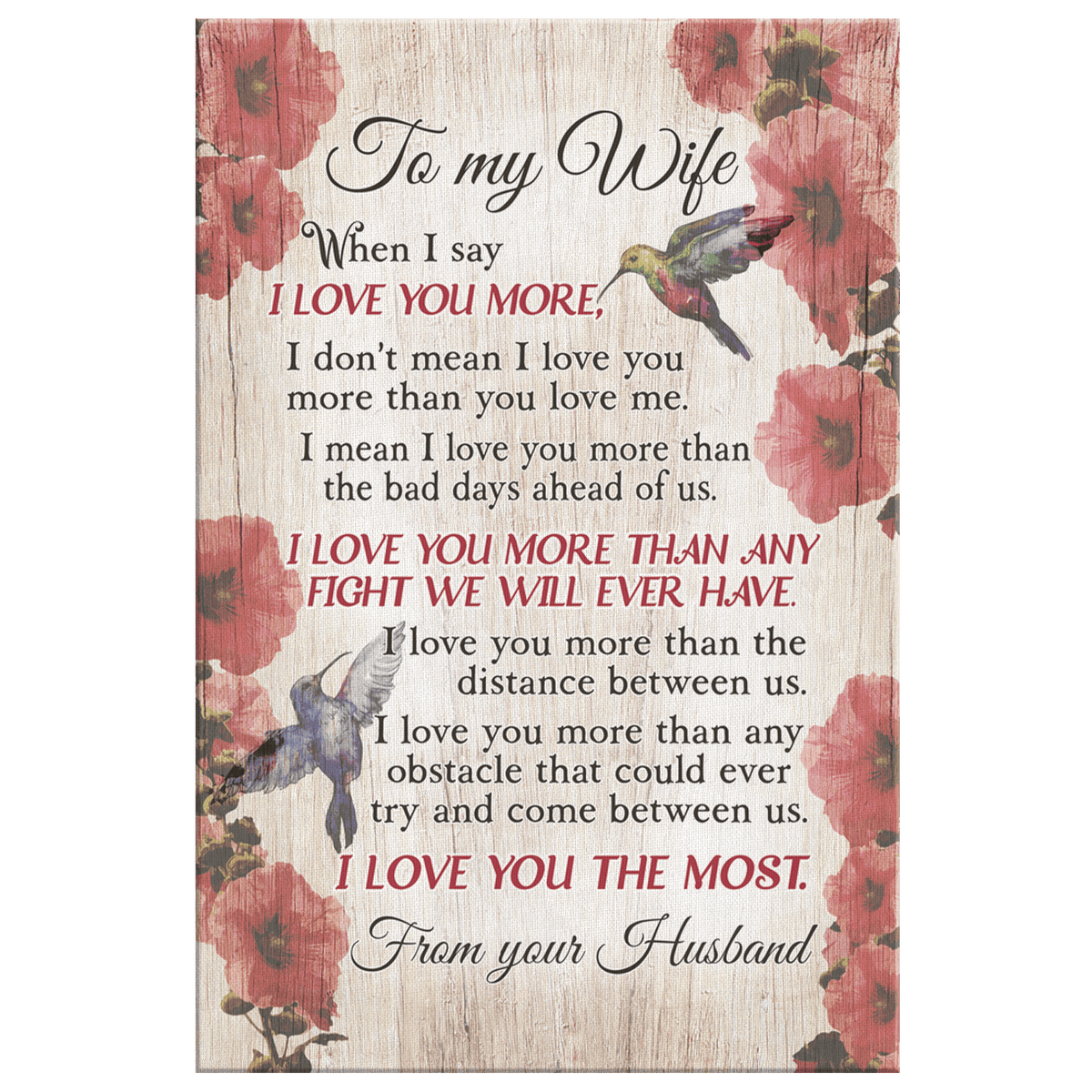 To My Wife - I Love You More Premium Canvas