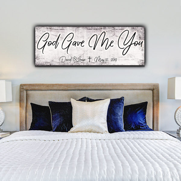 Personalized God Gave Me You Panoramic Canvas Wall Art – Couple Gift