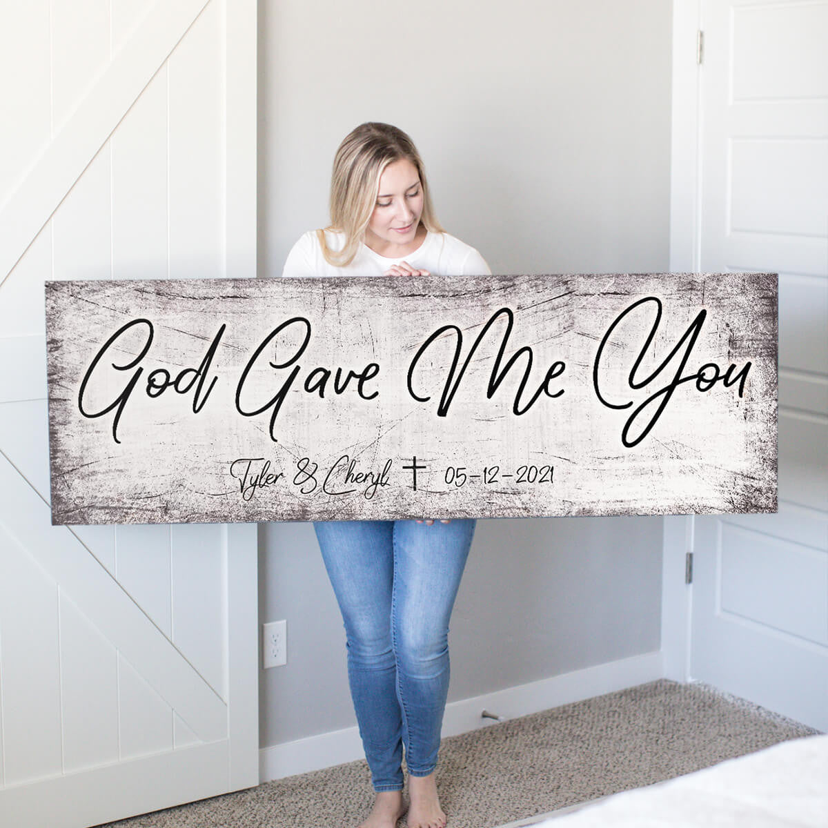 Personalized God Gave Me You Panoramic Canvas Wall Art – Couple Gift