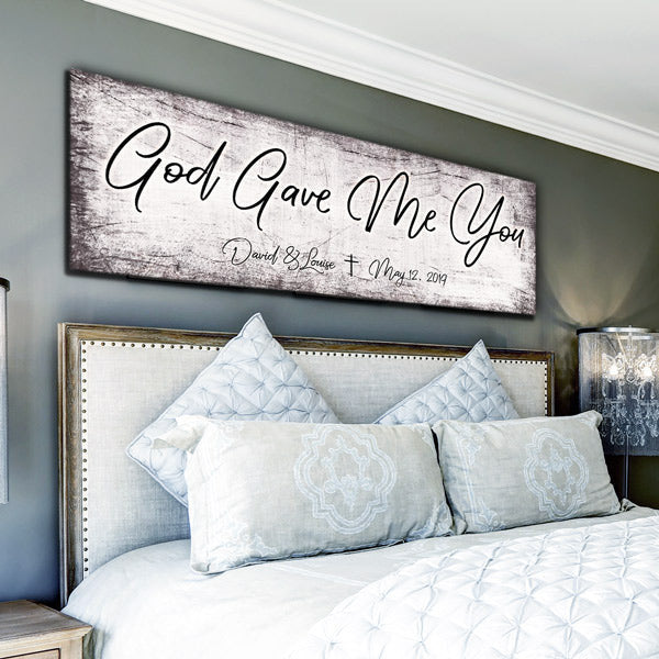 Personalized God Gave Me You Panoramic Canvas Wall Art – Couple Gift