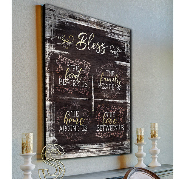 Bless The Food, Family, Home, Love Premium Canvas