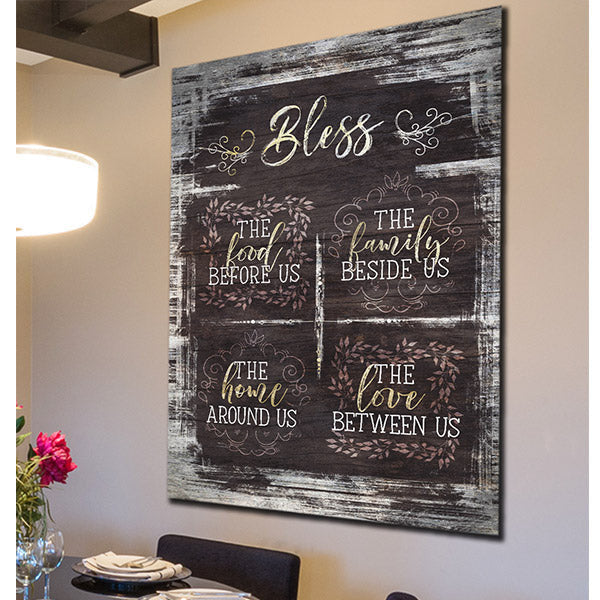 Bless The Food, Family, Home, Love Premium Canvas