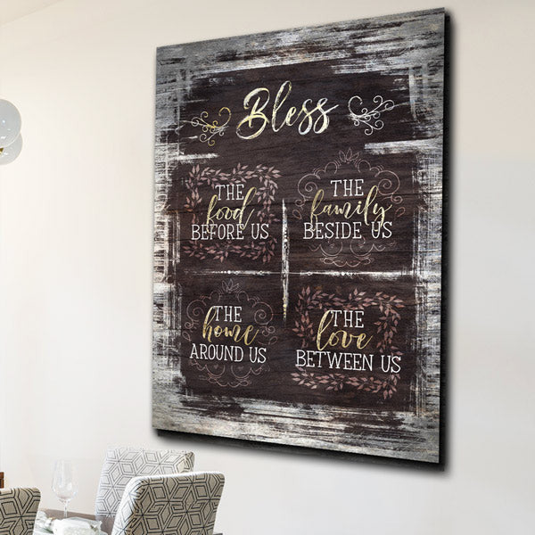 Bless The Food, Family, Home, Love Premium Canvas