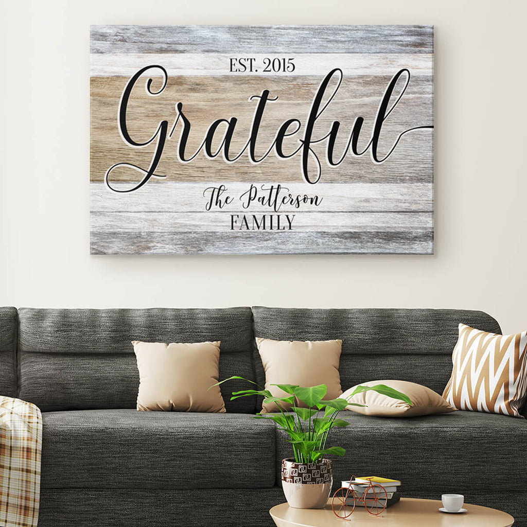 Personalized Grateful - Family Name & Year Premium Canvas