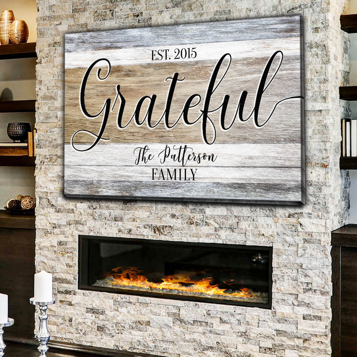Personalized Grateful - Family Name & Year Premium Canvas
