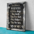 Personalized Warning: We Have Dogs - They Bark Premium Canvas