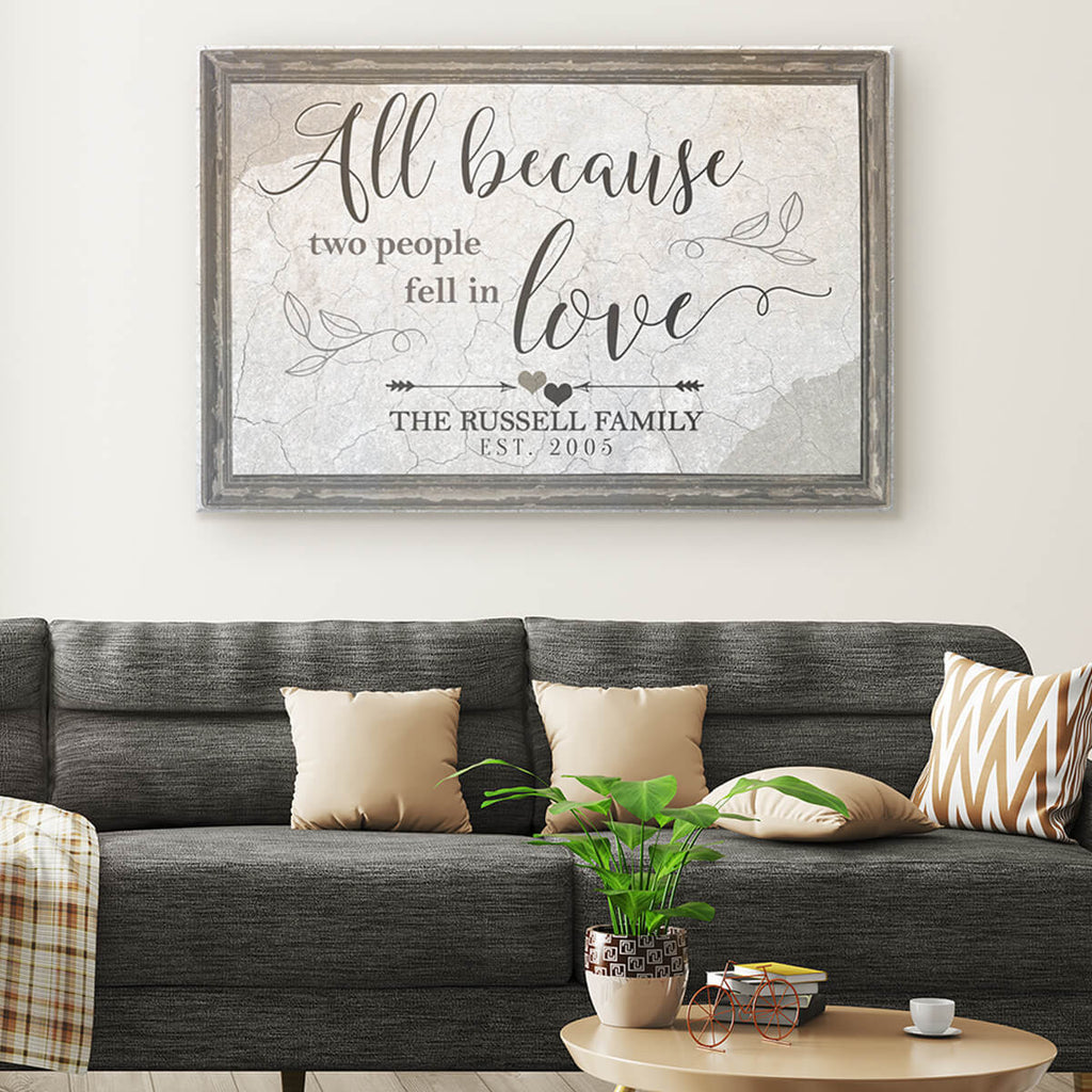 Personalized All Because Two People Fell In Love Premium Canvas
