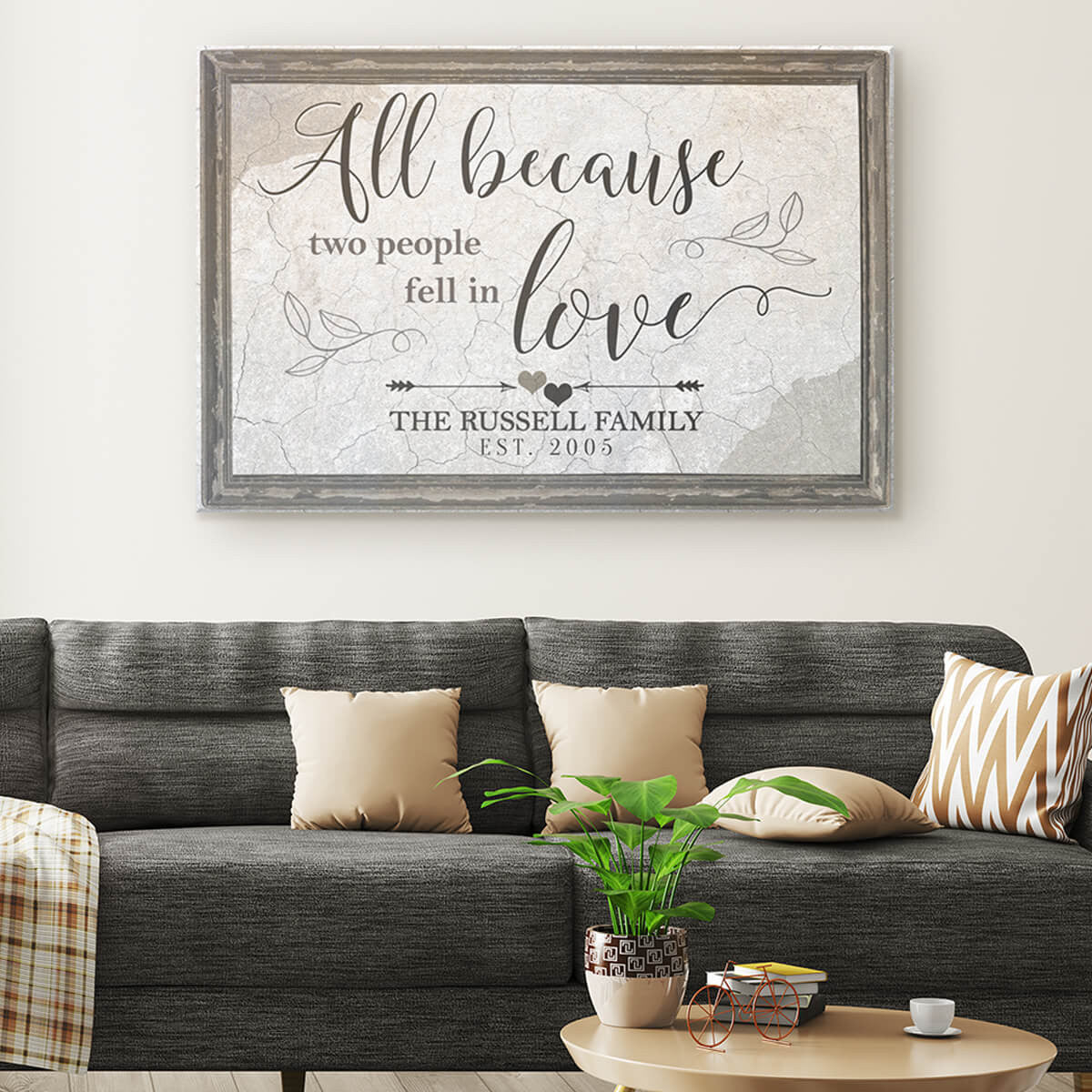 Personalized All Because Two People Fell In Love Premium Canvas