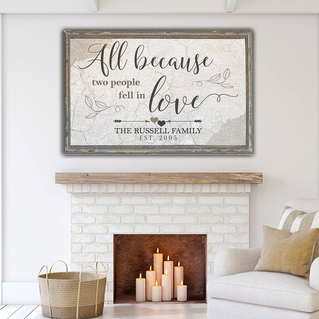 Personalized All Because Two People Fell In Love Premium Canvas